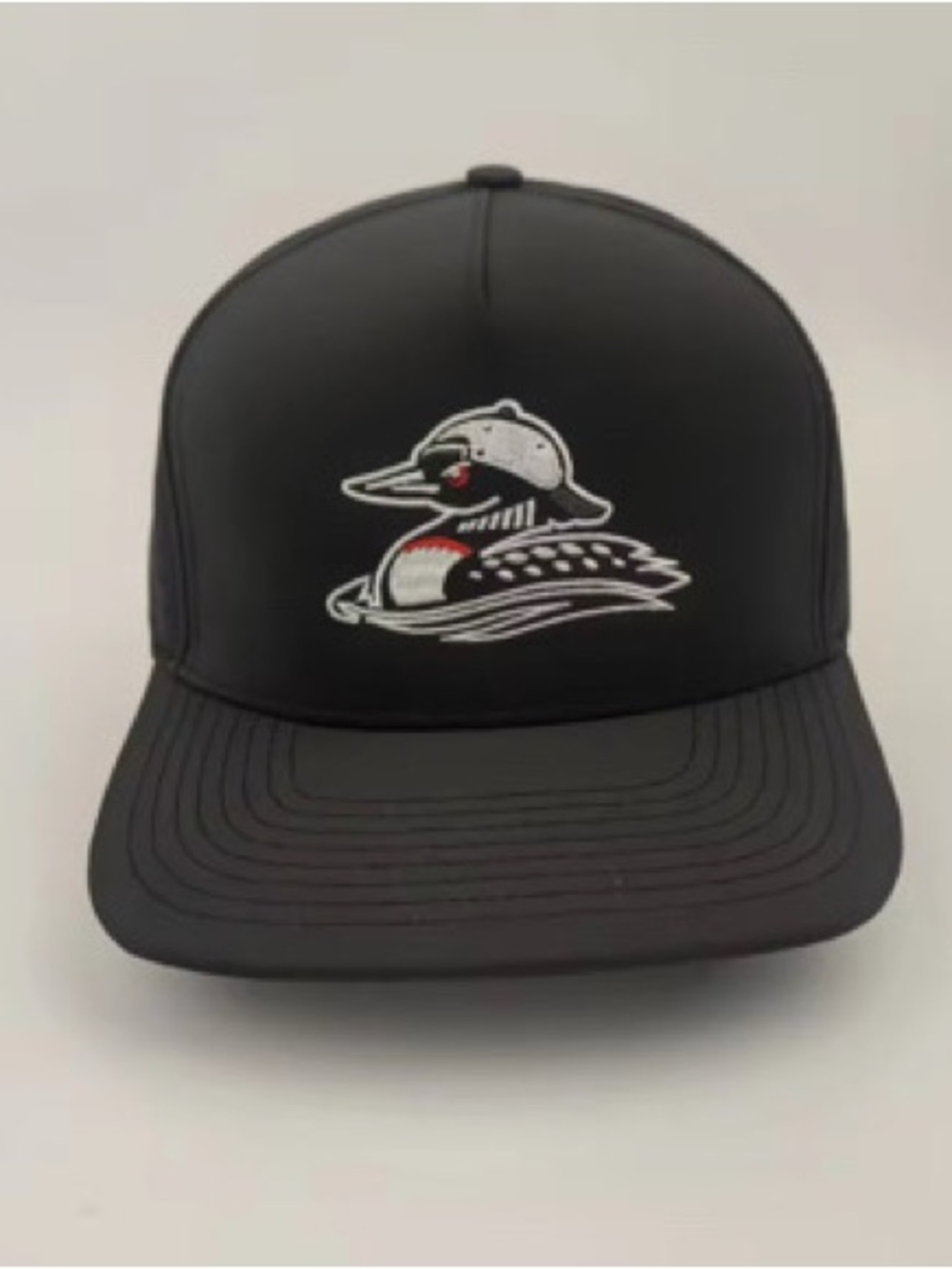 Men's Black Trucker Hat with Embroidered Loon Patch